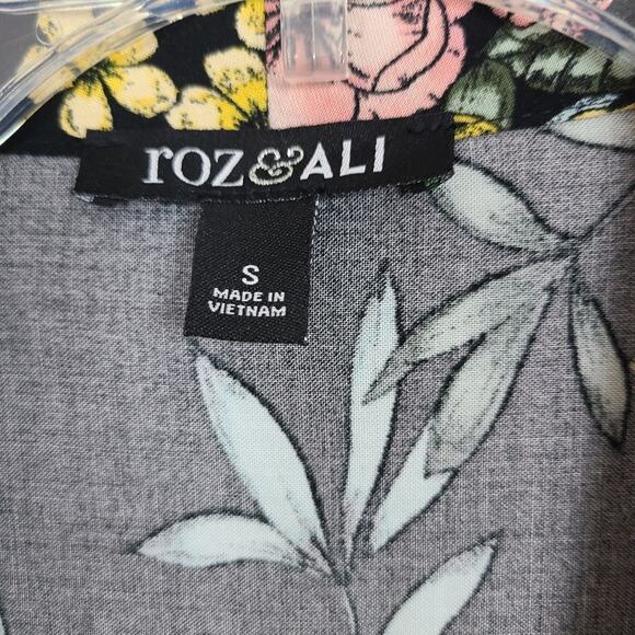 Roz & Ali Women S Black Fairy Core Floral Stripe Whimsy Paste Goth Boho Blazer - Picture 3 of 15